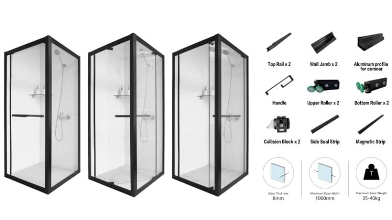 Klizno zaokretna tus kabina u crnom ramu